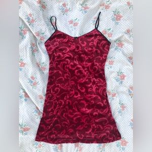 Vintage 90’s/Y2k Gilligan and O’Malley Black Cherry Red Velour Slip Dress